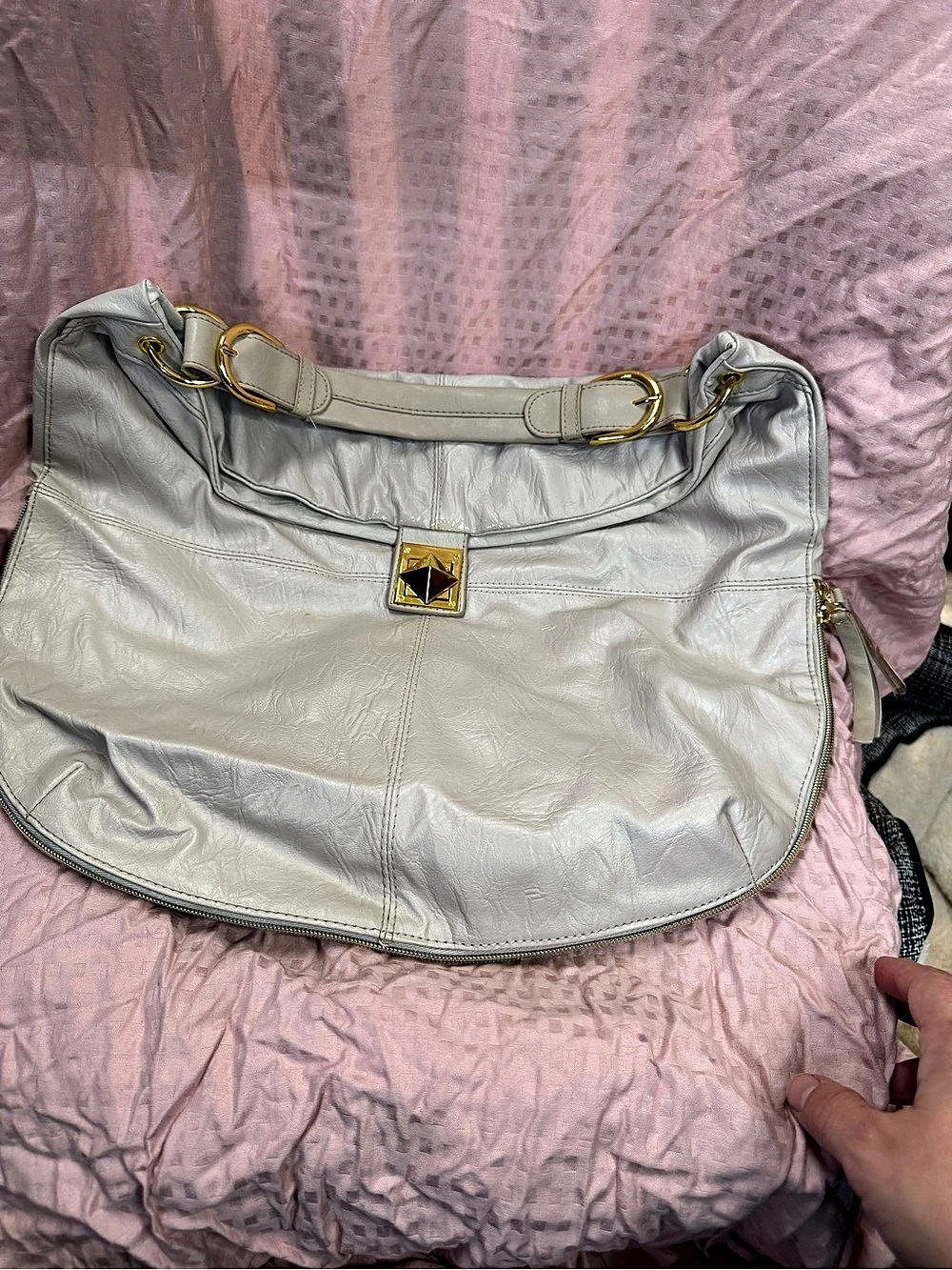 MARK White Shoulder Bag Gold-Tone Hardware